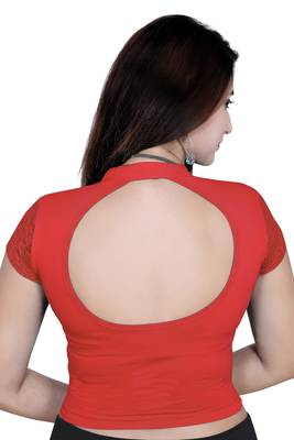 Blood red solid  stretch stitched blouse 2