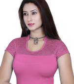 Lt.pink solid  stretch stitched blouse