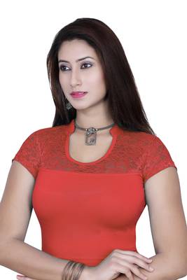 Rust solid  stretch stitched blouse 1