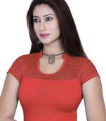 Rust solid  stretch stitched blouse