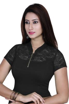Black solid  stretch stitched blouse 1