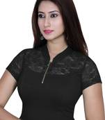 Black solid  stretch stitched blouse