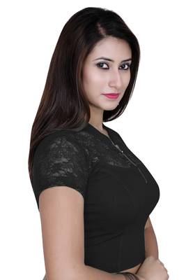 Black solid  stretch stitched blouse 3