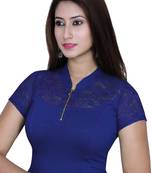 Royal blue solid  stretch stitched blouse