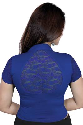 Royal blue solid  stretch stitched blouse 4