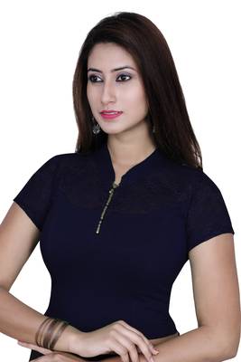 Navy solid  stretch stitched blouse 1