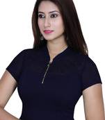 Navy solid  stretch stitched blouse
