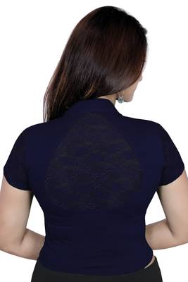 Navy solid  stretch stitched blouse 4