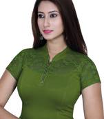 Green solid  stretch stitched blouse