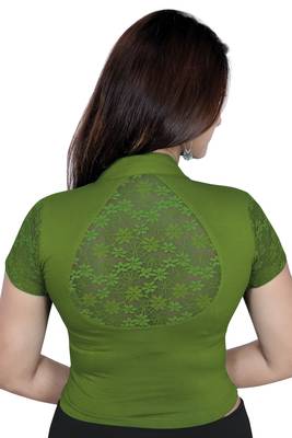 Green solid  stretch stitched blouse 4