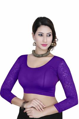 Purple solid  stretch stitched blouse 1