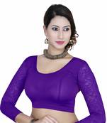 Purple solid  stretch stitched blouse