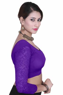 Purple solid  stretch stitched blouse 3