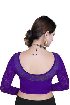 Purple solid  stretch stitched blouse 4