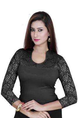 Black solid  stretch stitched blouse 1
