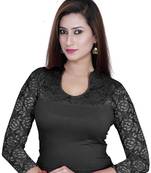 Black solid  stretch stitched blouse