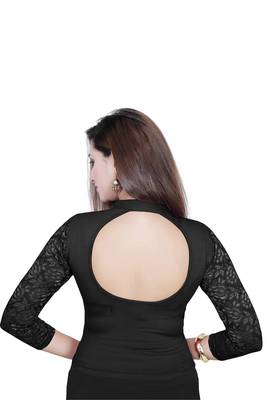 Black solid  stretch stitched blouse 4