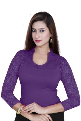 Purple solid  stretch stitched blouse 1