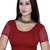 B.red solid  stretch stitched blouse