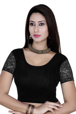 Black solid  stretch stitched blouse 1