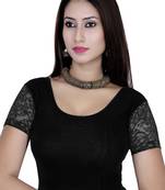 Black solid  stretch stitched blouse