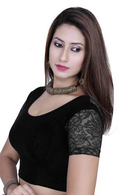 Black solid  stretch stitched blouse 2
