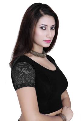 Black solid  stretch stitched blouse 3