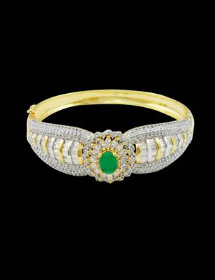Emerald Green CZ AD American Diamond Kada - 2