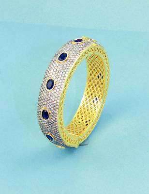 Blue CZ AD American Diamond Kada - 4