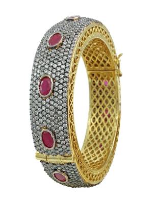 Ruby Red CZ AD American Diamond Kada - 1