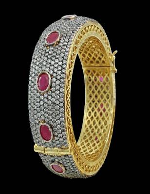 Ruby Red CZ AD American Diamond Kada - 2