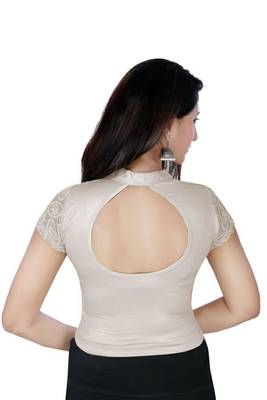 Silver solid  stretch stitched blouse 4