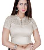 Silver solid  stretch stitched blouse