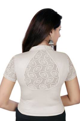 Silver solid  stretch stitched blouse 4