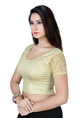 Gold solid  stretch stitched blouse 2