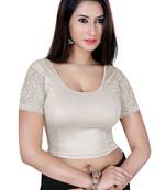 Silver solid  stretch stitched blouse