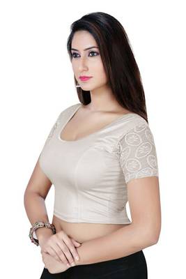 Silver solid  stretch stitched blouse 3