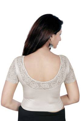 Silver solid  stretch stitched blouse 4