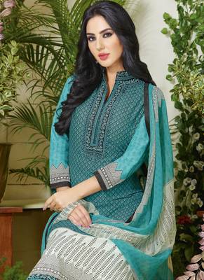 Green Embroidered Cotton Salwar With Dupatta 2
