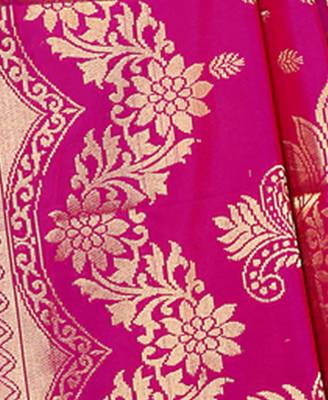 Pink hand woven art silk saree with blouse 4