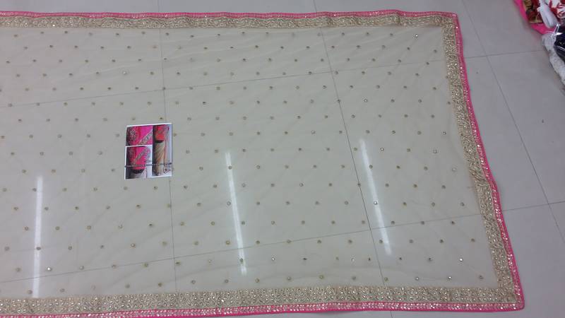 Peach Embroidered Net Silk Saree With Unstitched Blouse Piece