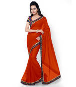 Orange Embroidered Georgette Saree With Blouse