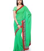 Green Embroidered Chiffon Saree With Blouse
