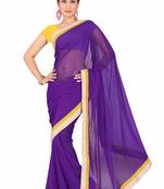 Violet Printed Chiffon Saree With Blouse