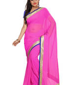 Pink Embroidered Chiffon Saree With Blouse