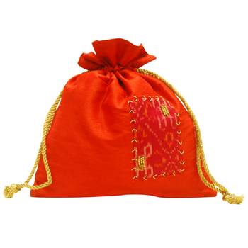 Orange & Red Ikat Potli 1