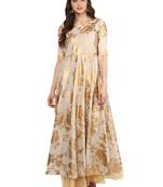 Beige printed Cotton stitched kurti