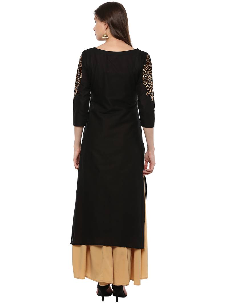 Black printed Cotton stitched kurti