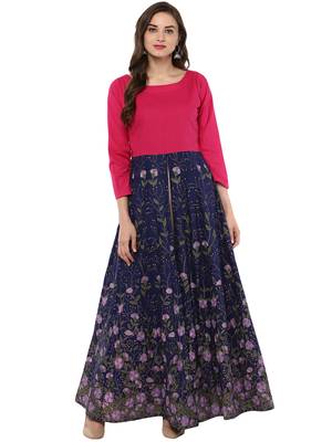 Blue printed Cotton stitched kurti 1