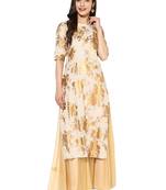 Beige printed Cotton stitched kurti